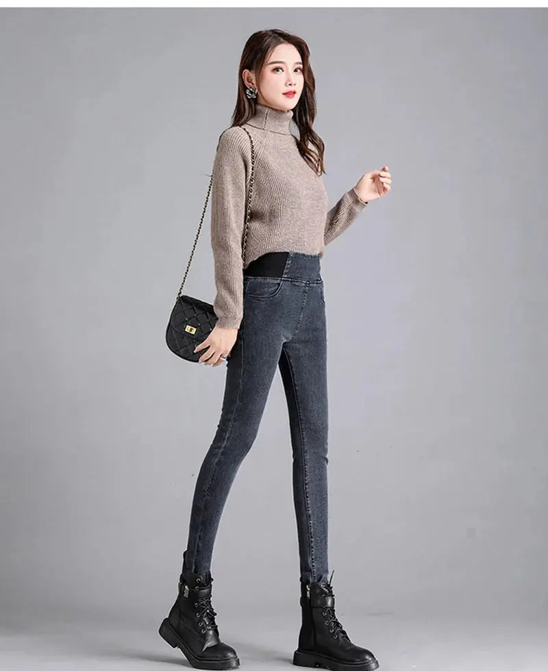 Elastic Waist Skinny Jeans Women for Spring Fashion - Next Level