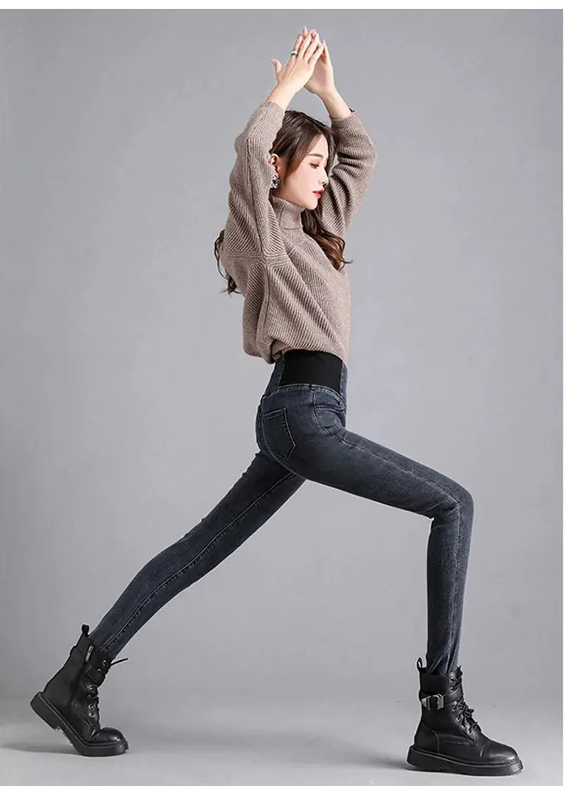 Elastic Waist Skinny Jeans Women for Spring Fashion - Next Level