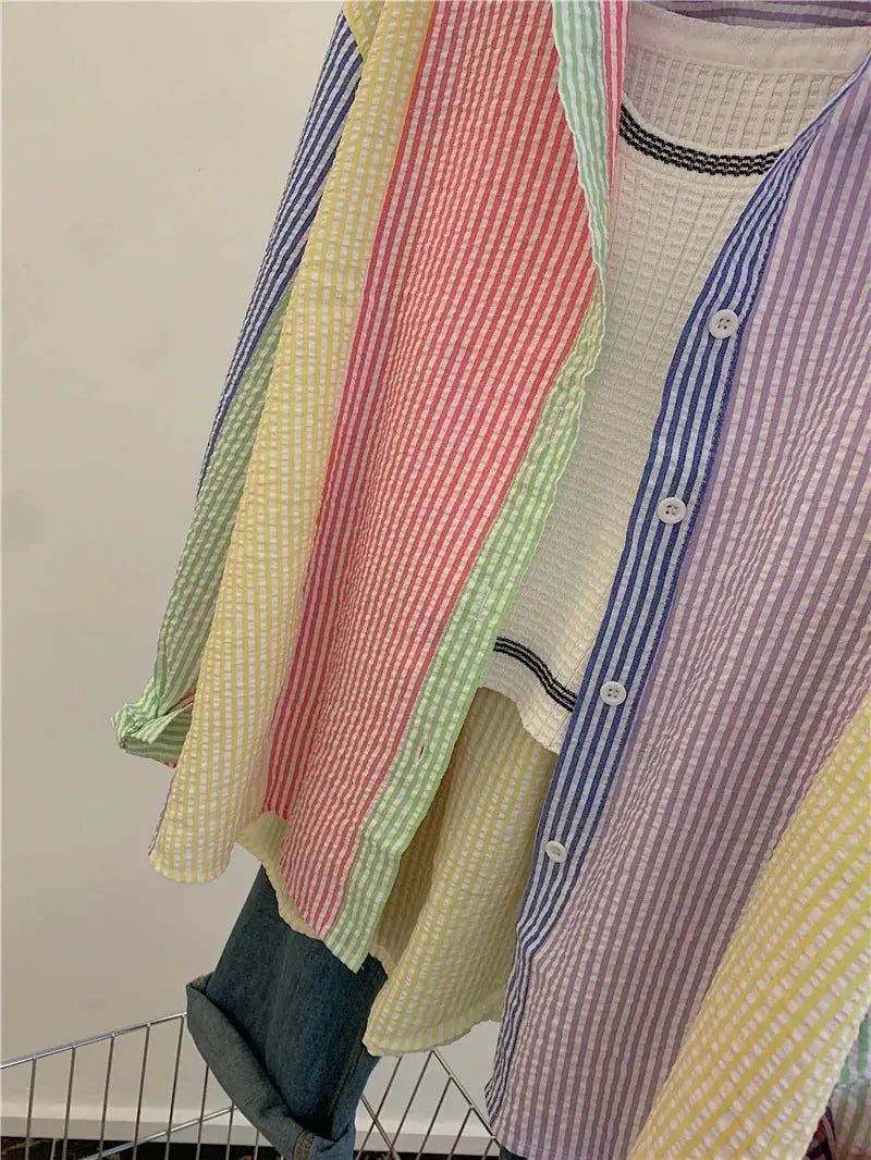 Ladies Casual Stripe Blouse - Fashionable Striped Shirts for Women - Next Level