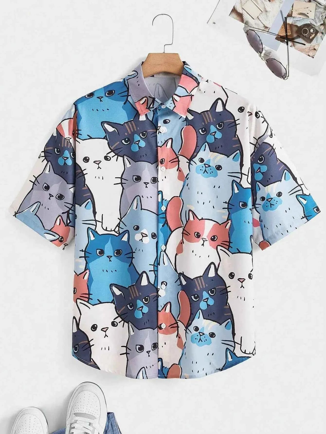Unisex Fashion Cute Cat Print Casual Wear for Men - Next Level