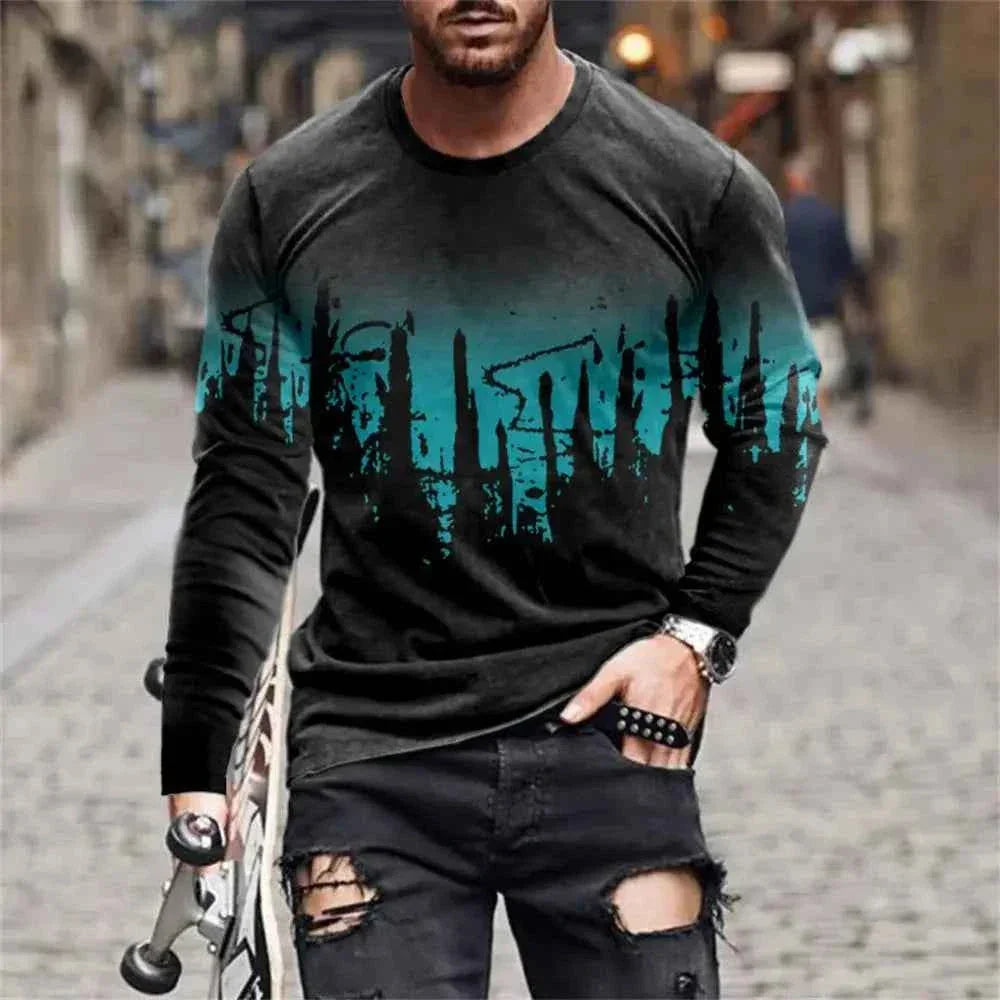 Retro Graffiti T-shirt - 3D Print Summer Men's Round Neck Tee - Next Level