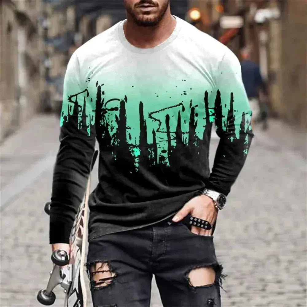 Retro Graffiti T-shirt - 3D Print Summer Men's Round Neck Tee - Next Level