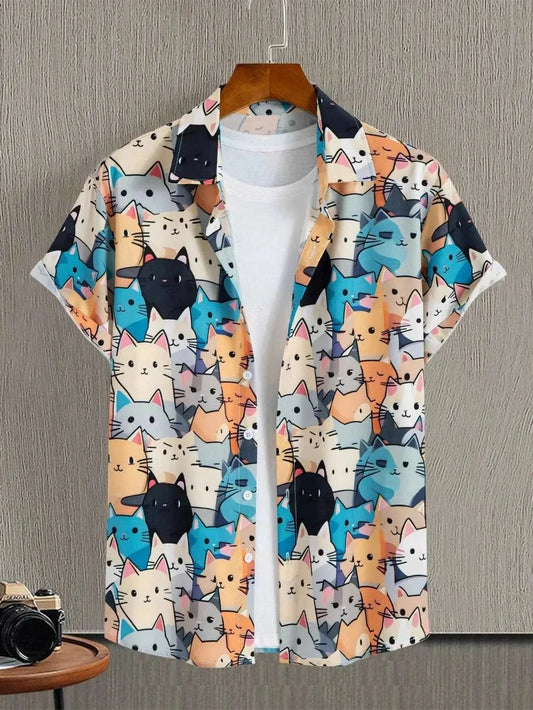 Unisex Fashion Cute Cat Print Casual Wear for Men - Next Level
