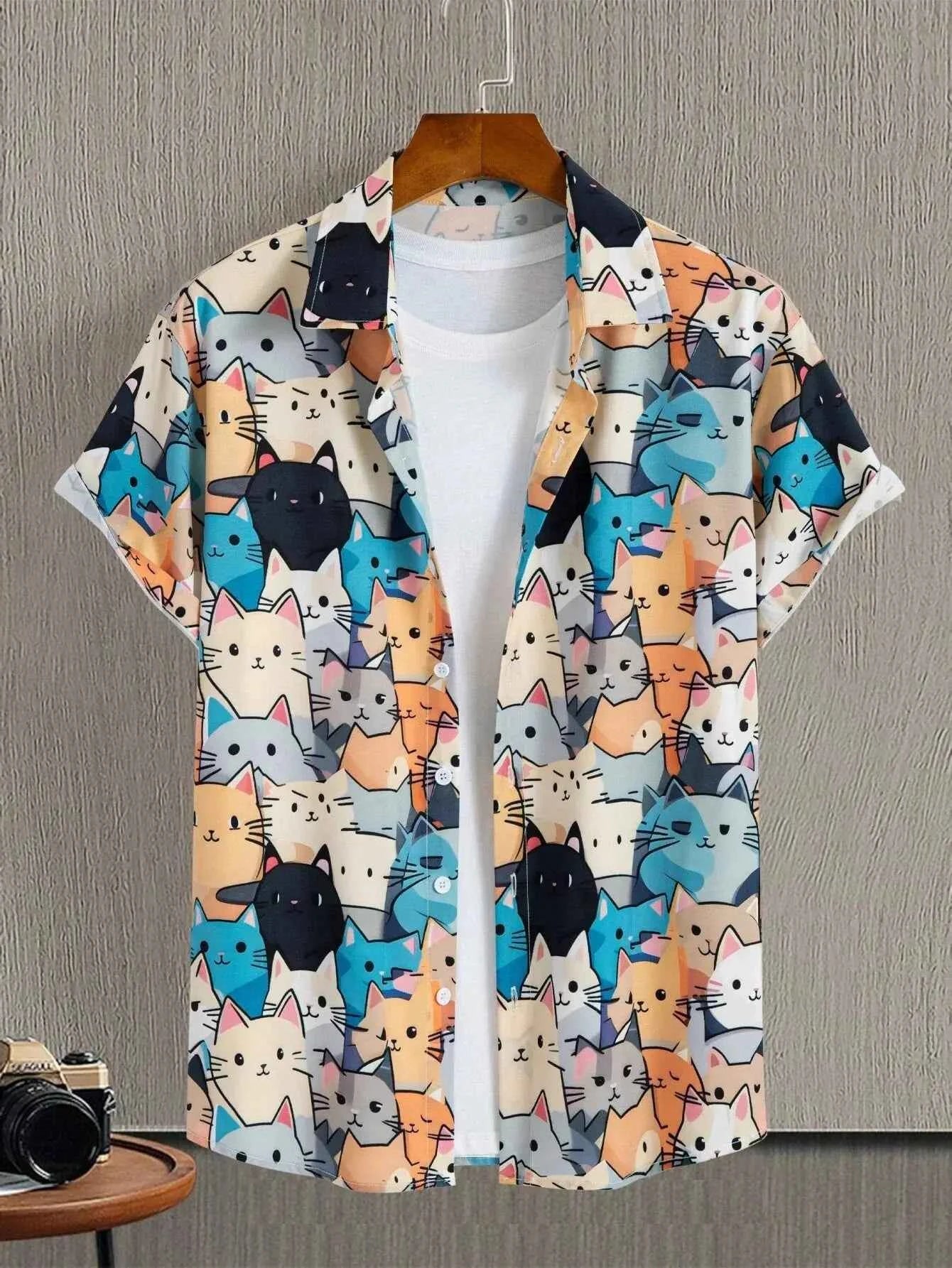 Unisex Fashion Cute Cat Print Casual Wear for Men - Next Level