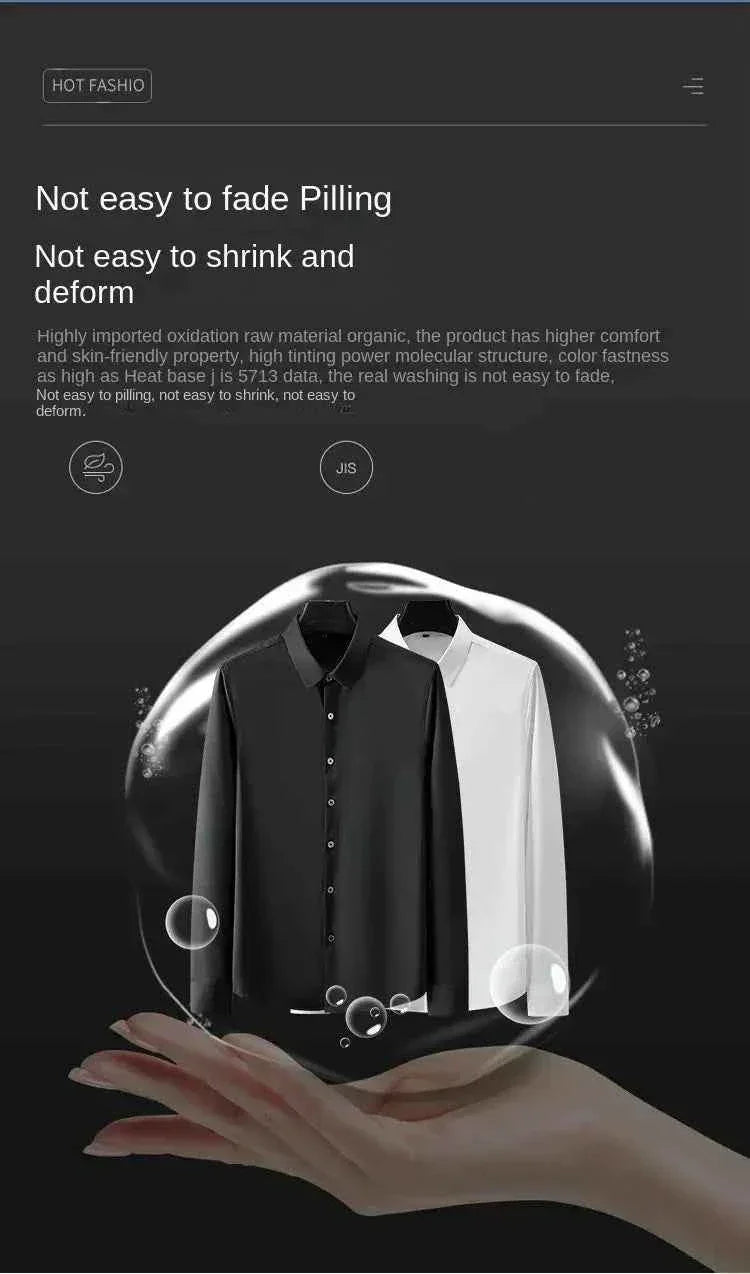 S-5XL Men's Long Sleeve Non-Iron Shirt - Wrinkle-Free Comfort and Style - Next Level