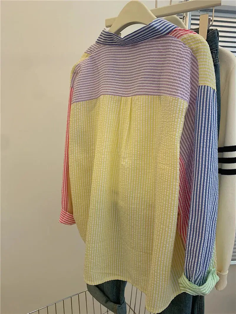 Ladies Casual Stripe Blouse - Fashionable Striped Shirts for Women - Next Level
