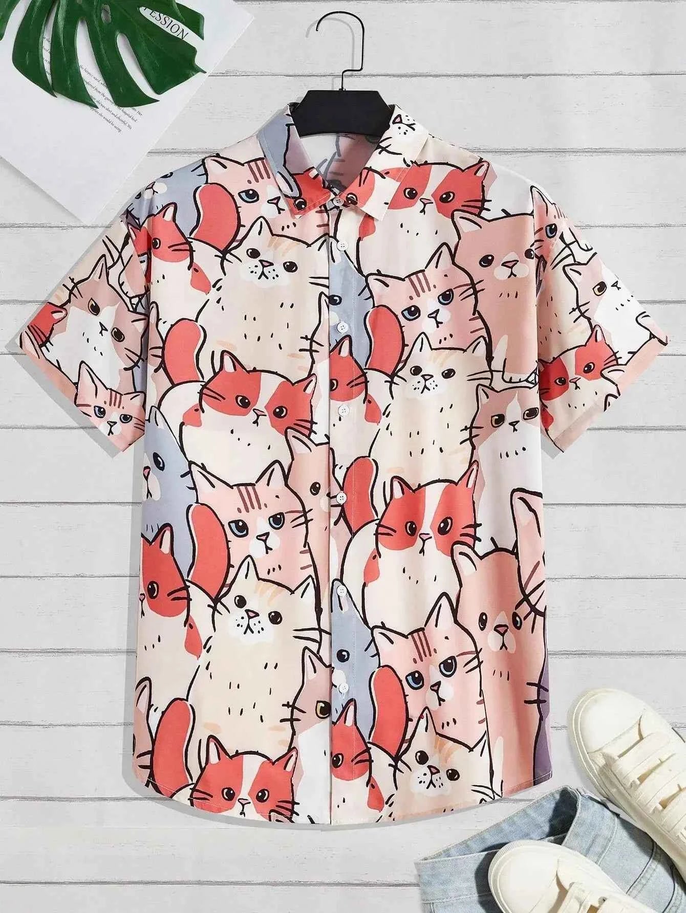 Unisex Fashion Cute Cat Print Casual Wear for Men - Next Level