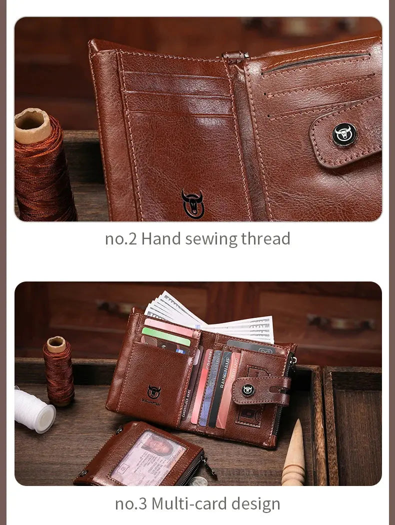 BULLCAPTAIN Leather Wallet for Men - Genuine Leather Business Wallet - Next Level