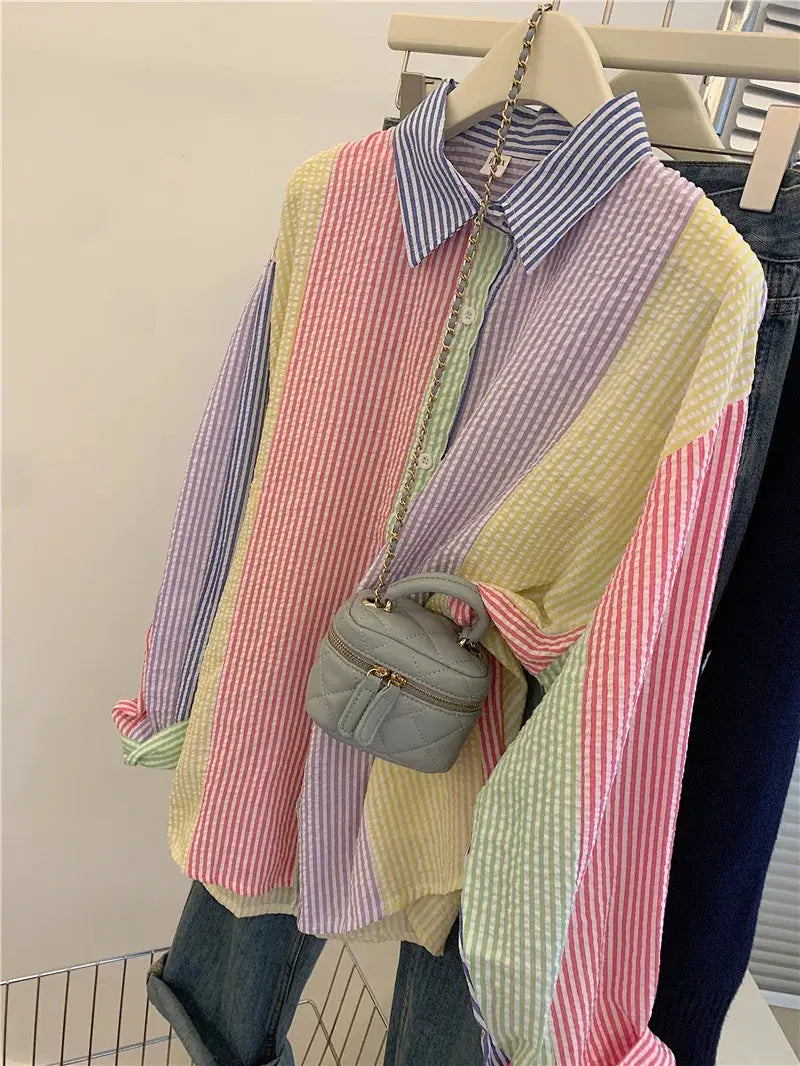 Ladies Casual Stripe Blouse - Fashionable Striped Shirts for Women - Next Level