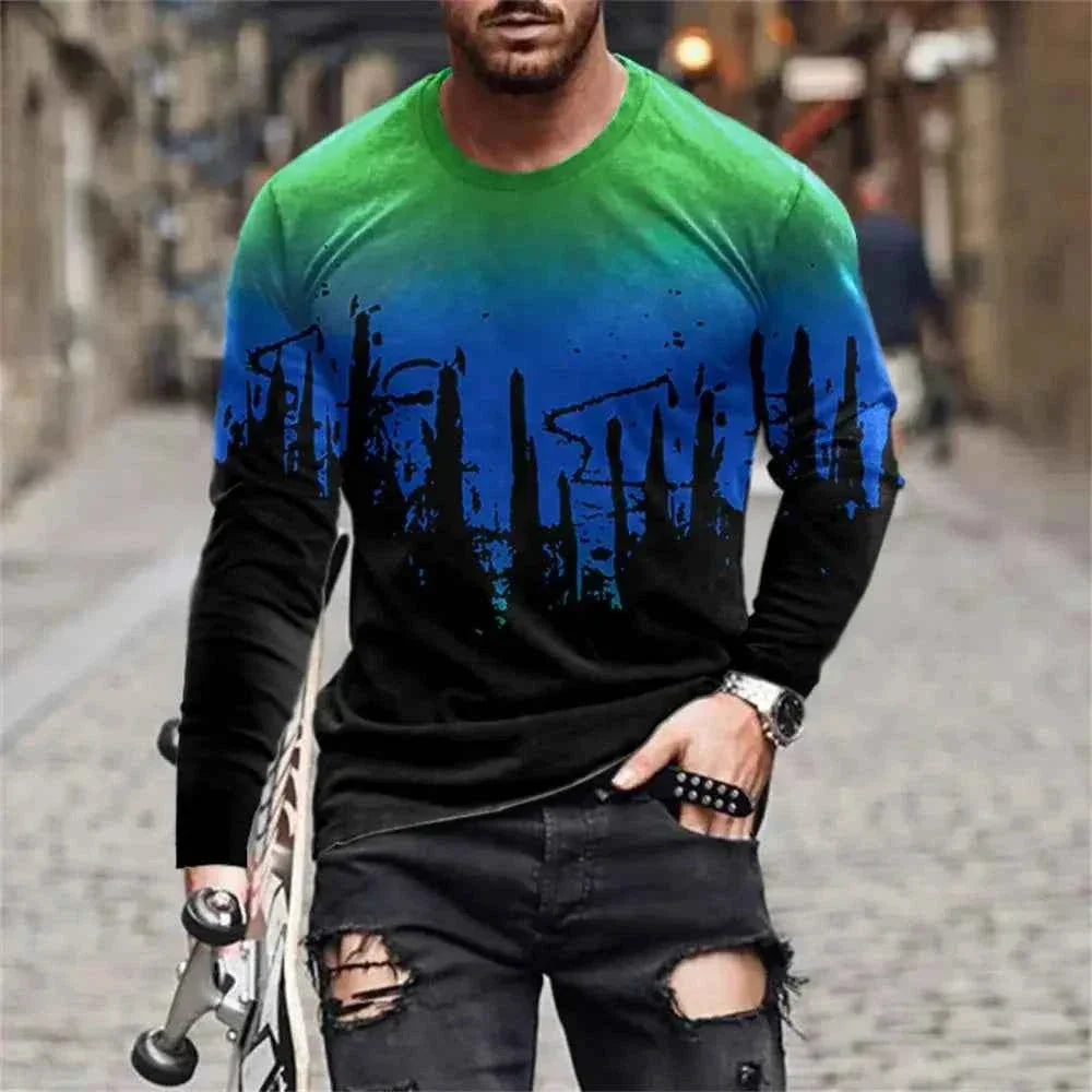 Retro Graffiti T-shirt - 3D Print Summer Men's Round Neck Tee - Next Level
