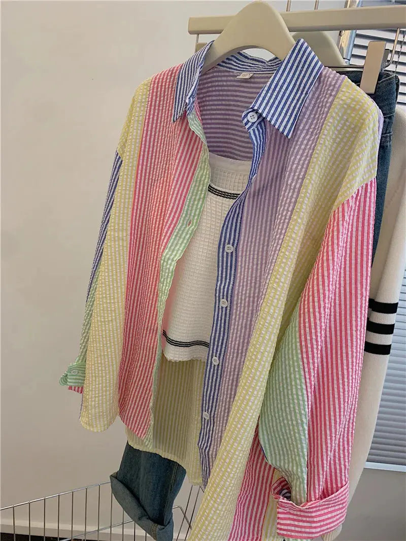 Ladies Casual Stripe Blouse - Fashionable Striped Shirts for Women - Next Level