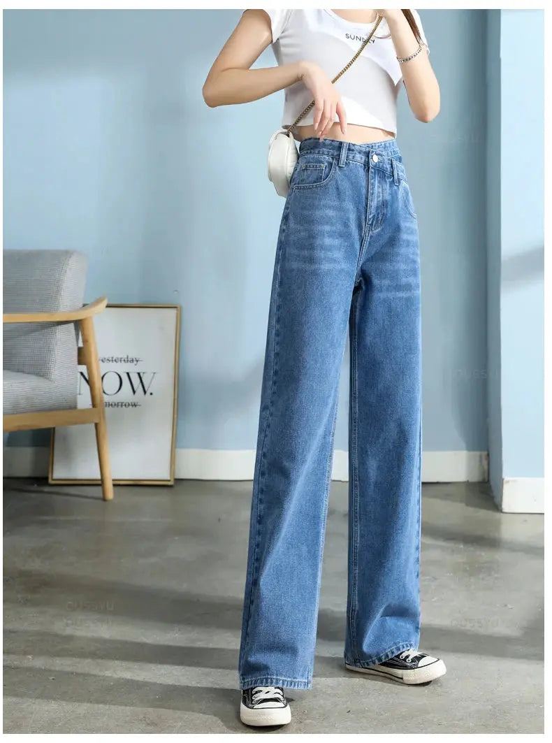 High Quality Wide Leg Cotton Jeans for Women - Stylish Denim Fashion - Next Level