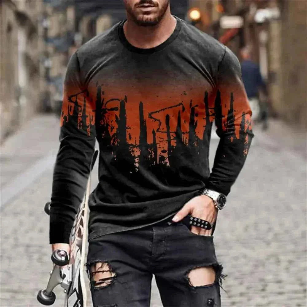 Retro Graffiti T-shirt - 3D Print Summer Men's Round Neck Tee - Next Level
