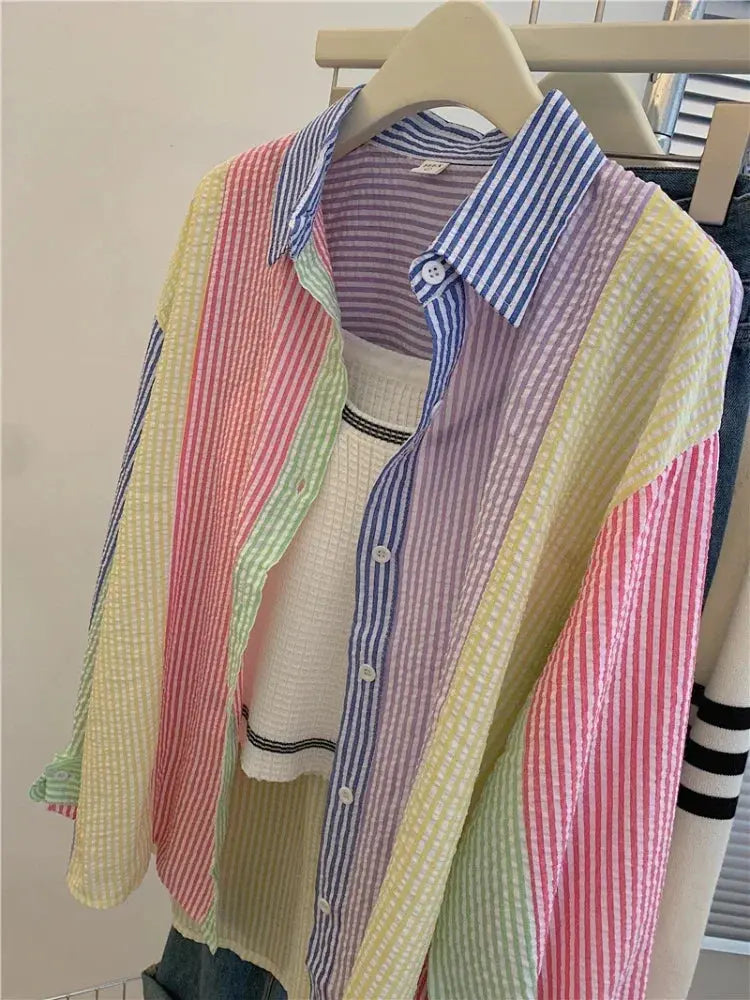 Ladies Casual Stripe Blouse - Fashionable Striped Shirts for Women - Next Level