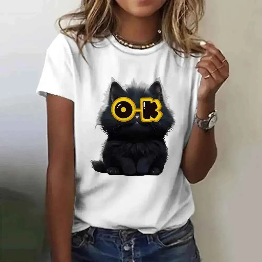 Funny Cat T Shirt for Women with Angry Cat Print - Short Sleeve - Next Level