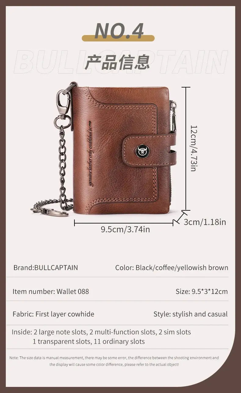 BULLCAPTAIN Leather Wallet for Men - Genuine Leather Business Wallet - Next Level