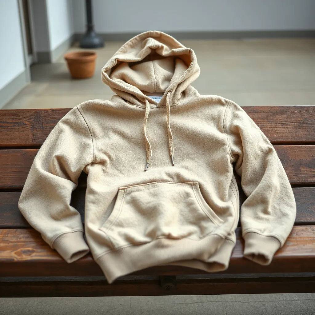 Checklist icons illustrating fabric density, reinforced seams, and thick ribbing for heavyweight hoodies