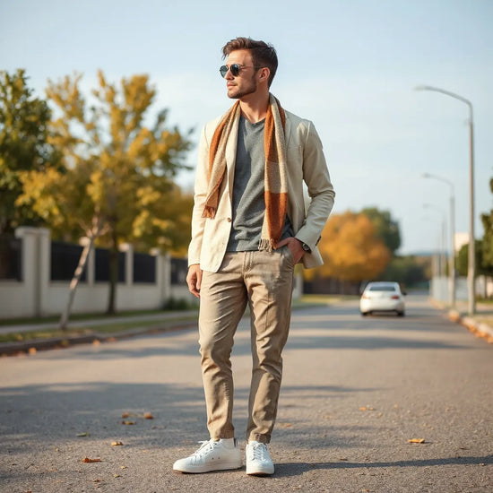 Stilvoll gestyltes Herren-Outfit mit Layering für den Übergang von Sommer zu Herbst