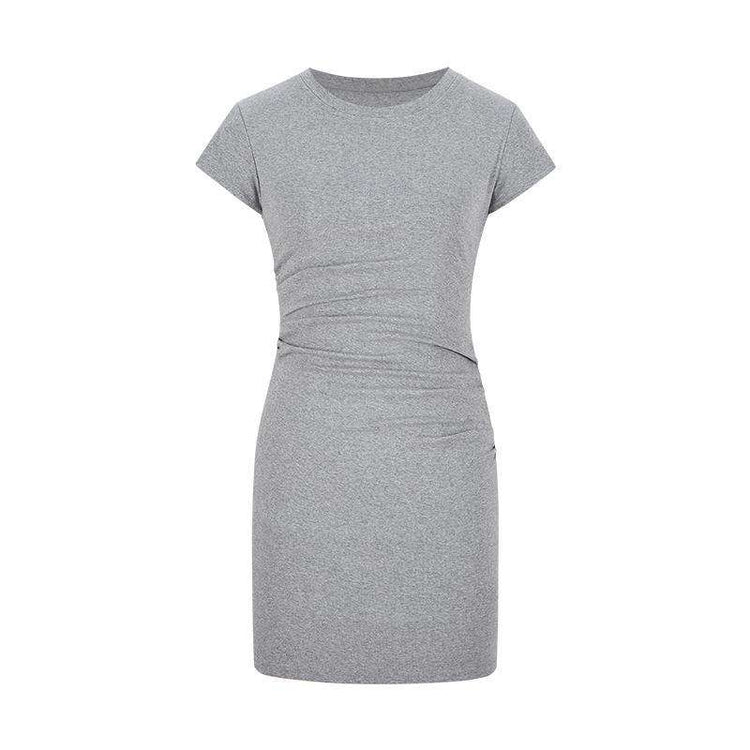 Figurbetonendes Basic-Kleid midi mit Kurzarm und hoher Taille in sieben Farben