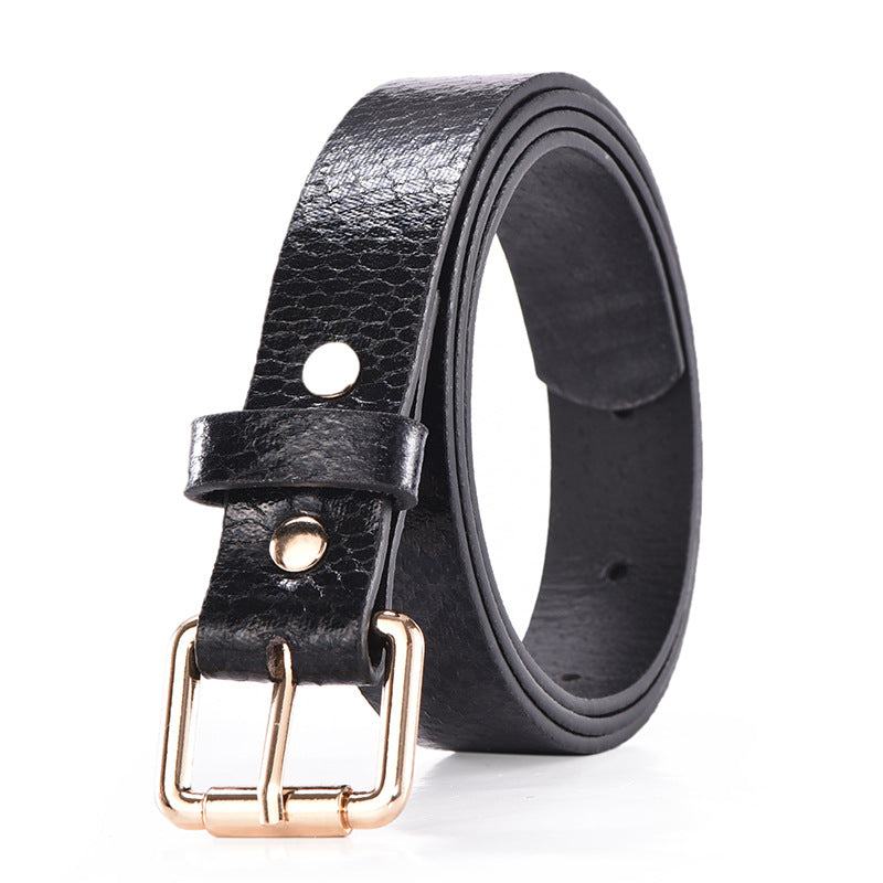 Schmaler Damengürtel Animal-Print aus PU-Leder mit eleganter Goldschnalle und modernem Design