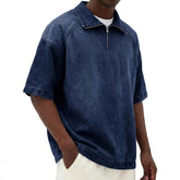 Mens Short-sleeve Lapel Zip-up T-shirt - Next Level