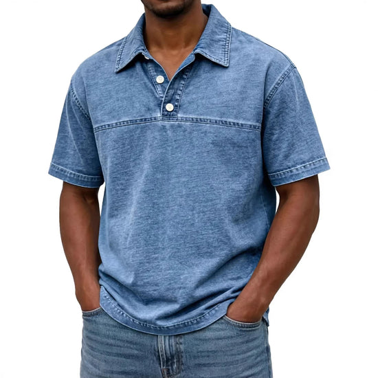 Mens Stylish Solid-color Vintage Short-sleeve Lapel Polo Shirt - Next Level