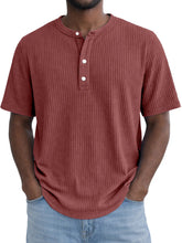 Short-Sleeve Waffle-Weave Henry Collar T-Shirt - Next Level