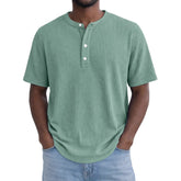 Short-Sleeve Waffle-Weave Henry Collar T-Shirt - Next Level