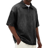 Mens Short-sleeve Lapel Zip-up T-shirt - Next Level