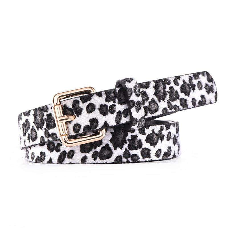 Schmaler Damengürtel Animal-Print aus PU-Leder mit goldener Schnalle, modisches Accessoire für Damen