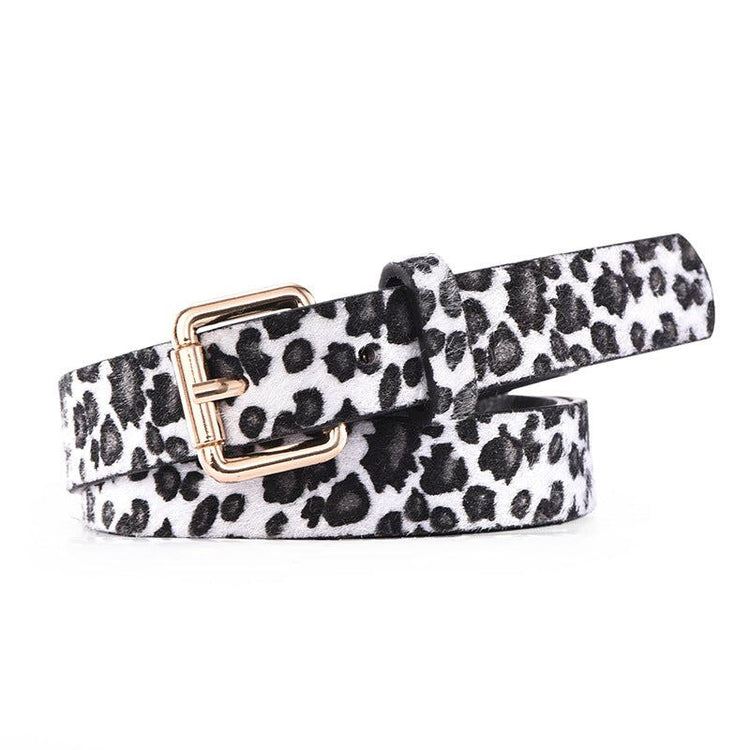Schmaler Damengürtel Animal-Print aus PU-Leder mit goldener Schnalle, modisches Accessoire für Damen