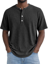 Short-Sleeve Waffle-Weave Henry Collar T-Shirt - Next Level