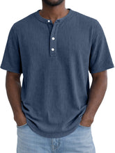 Short-Sleeve Waffle-Weave Henry Collar T-Shirt - Next Level