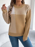 Karo-Pullover Damen mit Color-Block-Design und Kunstfell, langärmlig, stylischer Streetwear-Pullover für Damen