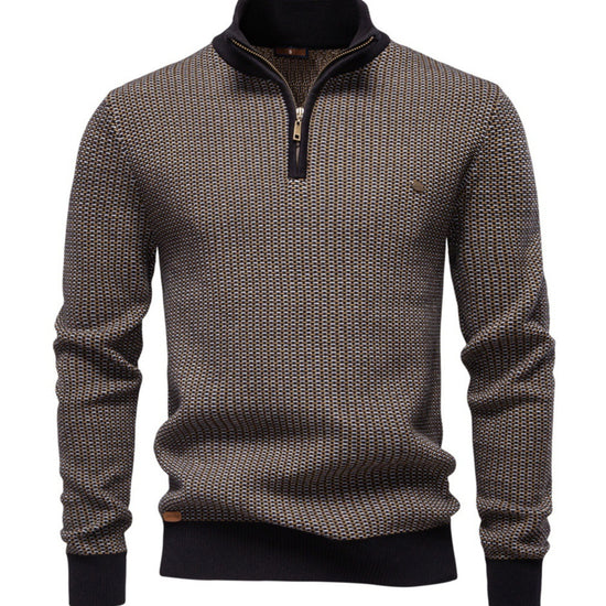 Mens Thickened Half-Zip Stand-Up Collar Casual Sweater - Next Level