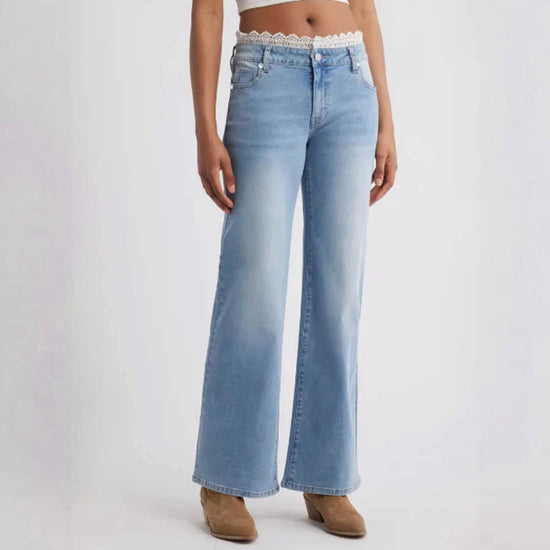 Womens Stylish Lace-trimmed Stretch Denim Jeans - Next Level