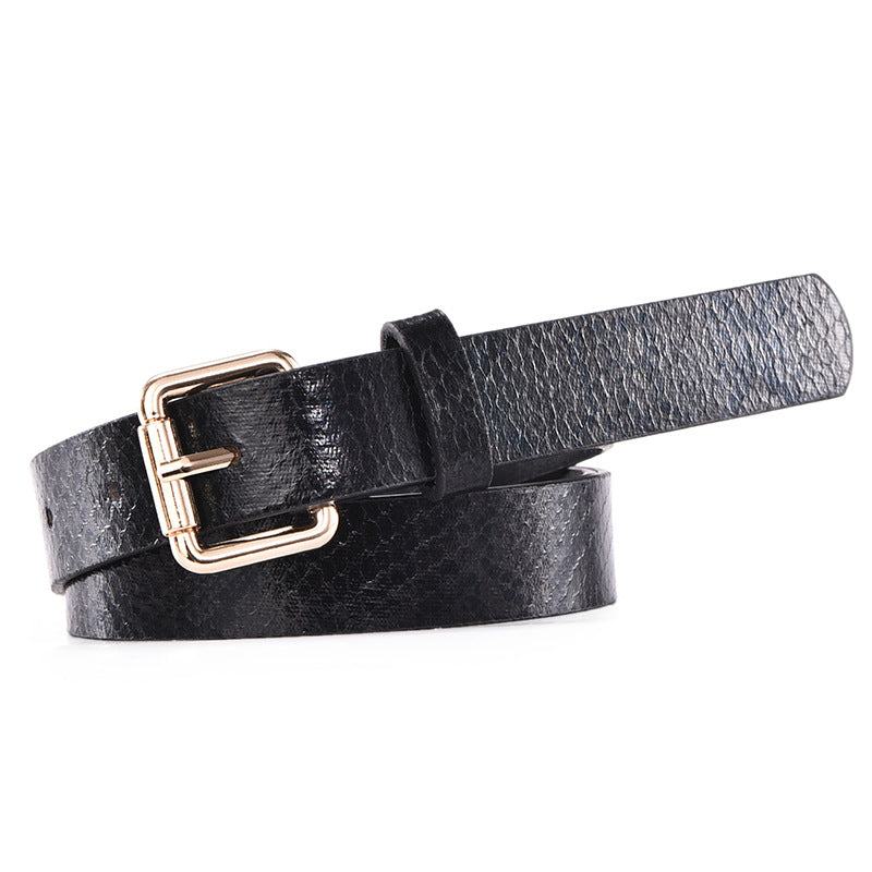 Schmaler Damengürtel Animal-Print aus PU-Leder mit goldener Schnalle, modisches Accessoire für Jeans und elegante Outfits