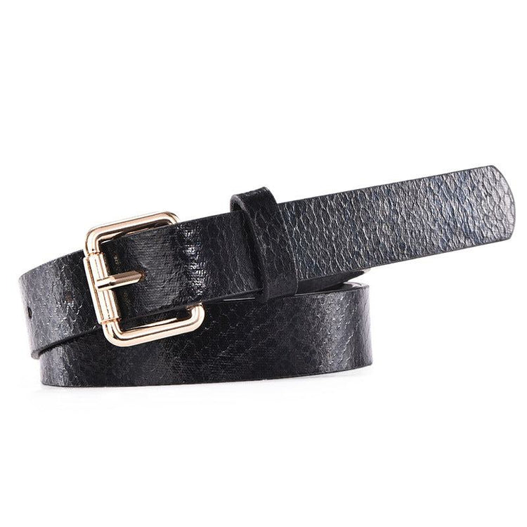 Schmaler Damengürtel Animal-Print aus PU-Leder mit goldener Schnalle, modisches Accessoire für Jeans und elegante Outfits