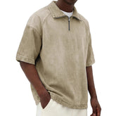 Mens Short-sleeve Lapel Zip-up T-shirt - Next Level
