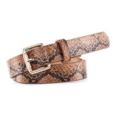 Schmaler Damengürtel Animal-Print aus PU-Leder mit eleganter Goldschnalle, ideal als Jeansgürtel und modisches Accessoire