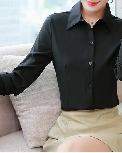 Elegant Women White Long Sleeve Shirt - Stylish & Versatile for Any Occasion - Next Level