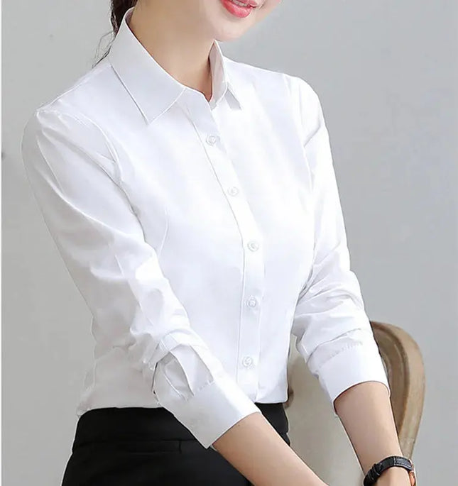 Elegant Women White Long Sleeve Shirt - Stylish & Versatile for Any Occasion - Next Level
