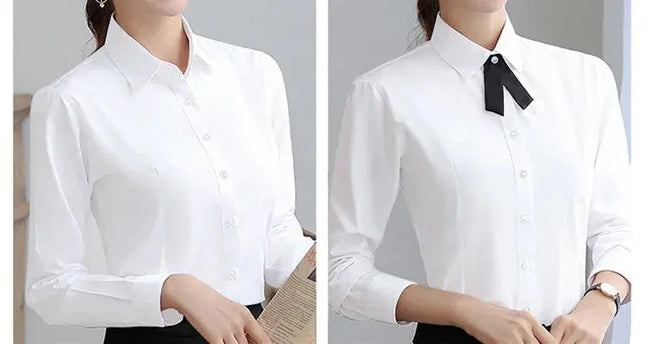 Elegant Women White Long Sleeve Shirt - Stylish & Versatile for Any Occasion - Next Level