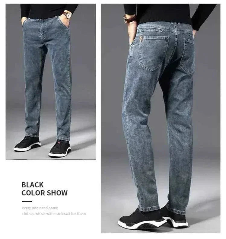 Stylish ICPANS Herren Denim Jeans in geradem Schnitt, perfekt für Herbst und Sommer, kombiniert Komfort und moderne Mode für Herren