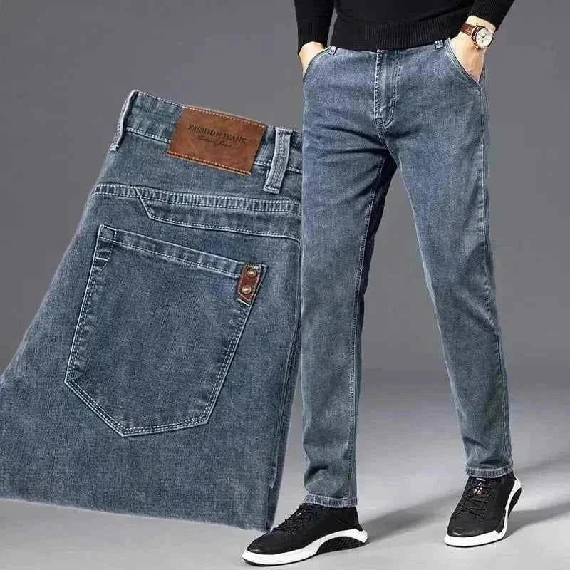 ICPANS Herren Denim Jeans gerade geschnitten für stilvollen Komfort im Herbst und Sommer