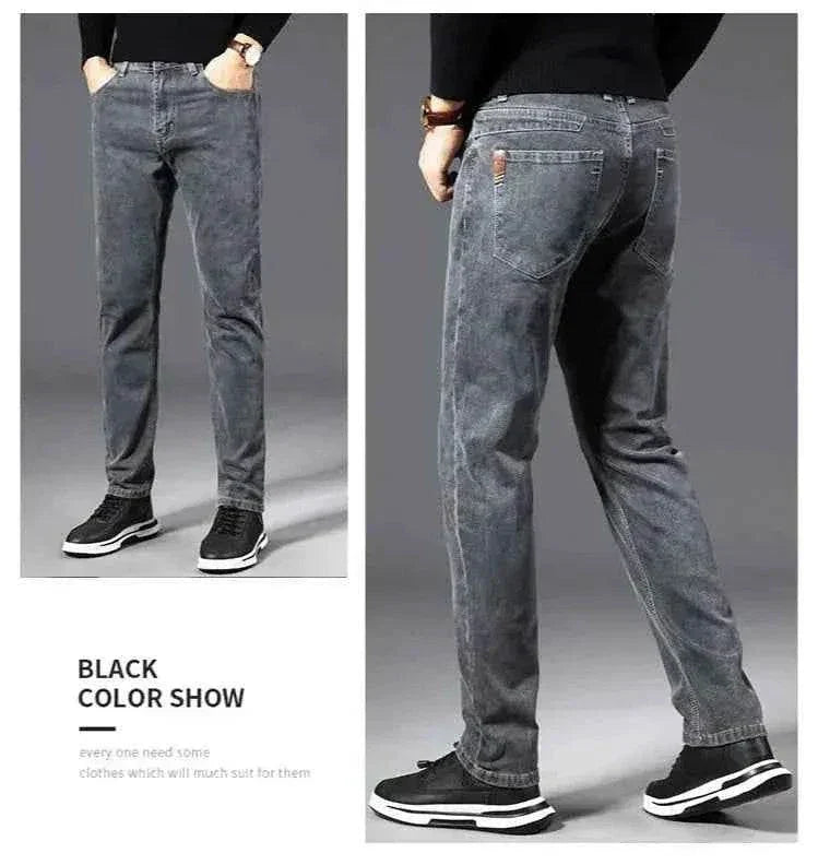 Stilvolle Herren Denim Jeans gerade geschnitten für Herbst und Sommer, komfortabel und vielseitig tragbar.
