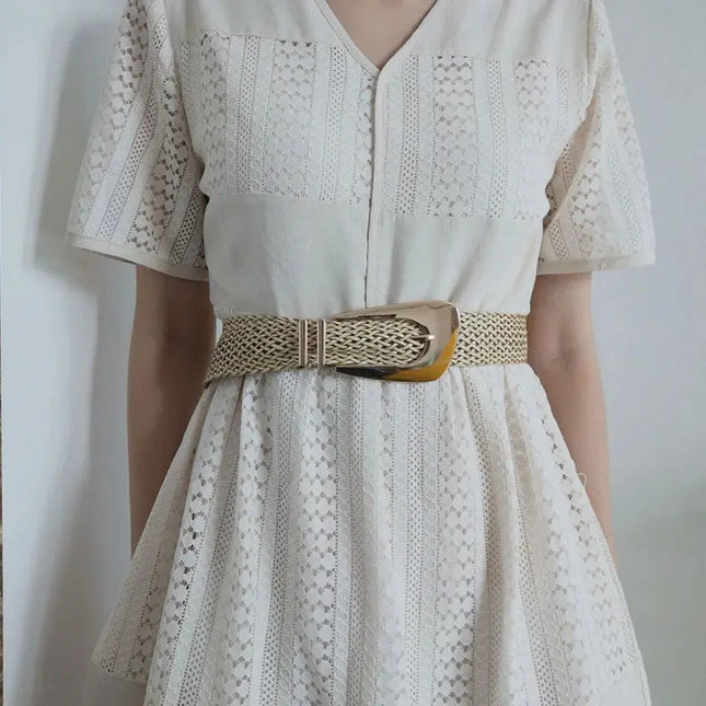 Women's Braided Belt with Irregular Metal Clasp - Next Level