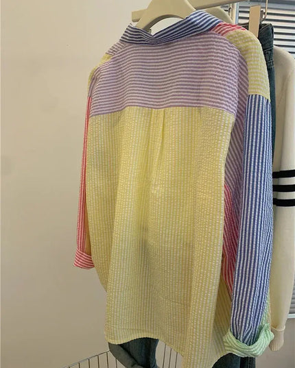 Ladies Casual Stripe Blouse - Fashionable Striped Shirts for Women - Next Level