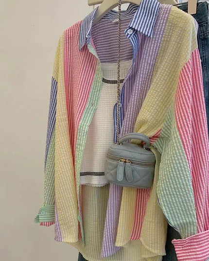 Ladies Casual Stripe Blouse - Fashionable Striped Shirts for Women - Next Level
