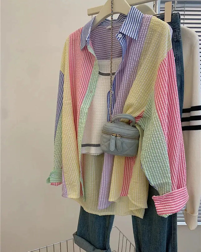Ladies Casual Stripe Blouse - Fashionable Striped Shirts for Women - Next Level